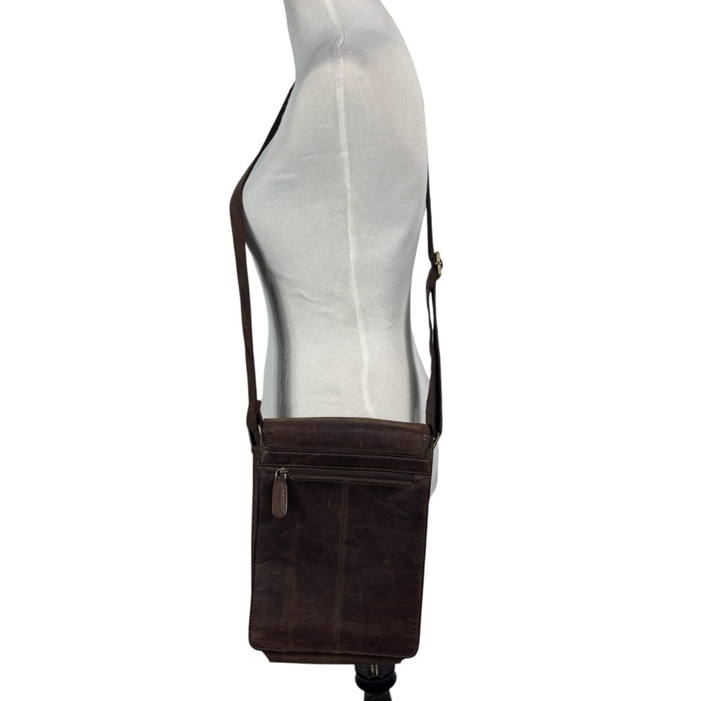 Leabags Men's Messenger Bag 100% Leather Shoulder Strap Flap Brown Crossbody